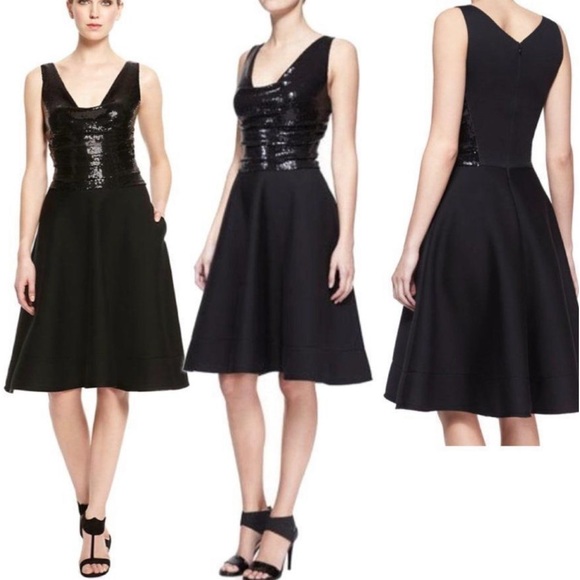 Donna Karan Black Label Sequin Bodice A-Line Cocktail Dress - Black Size 6 - Picture 1 of 16